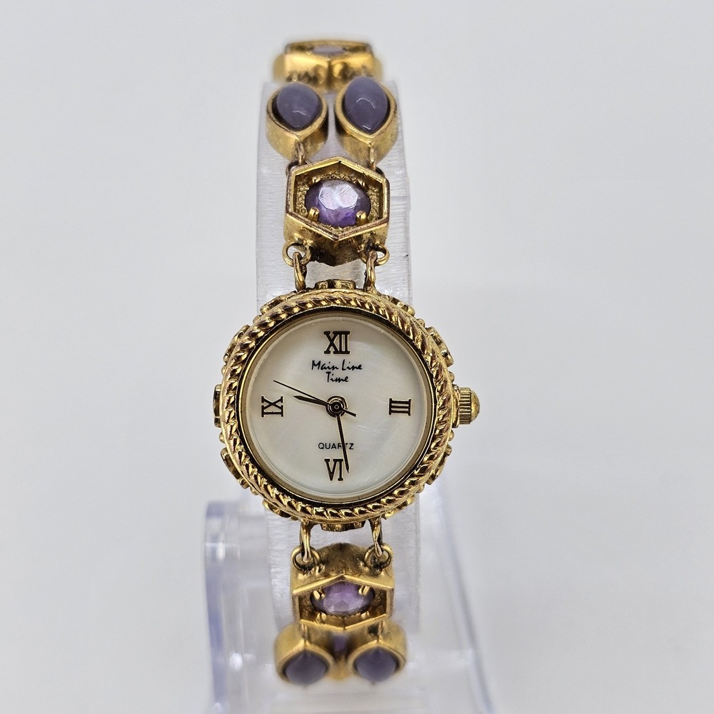 Main Line Time Women's Watch 20MM MOP Dial Multicolor Bands 6.5" NEW Battery